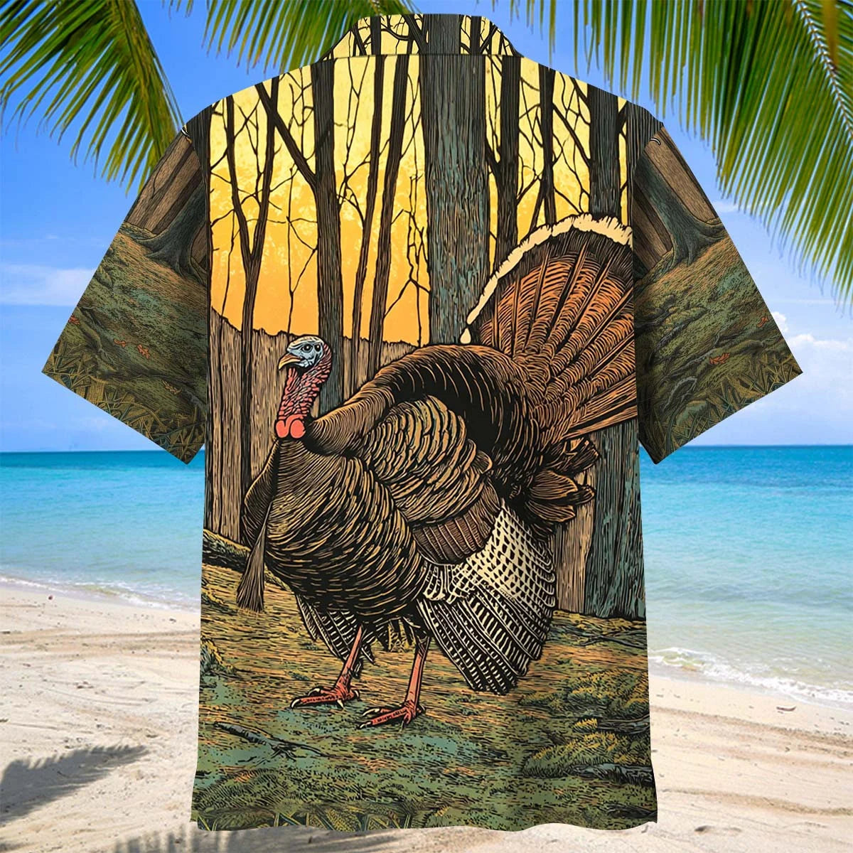 Wild Turkey in the Forest Hawaiian Shirt, custom shirt gift for men (view 4)