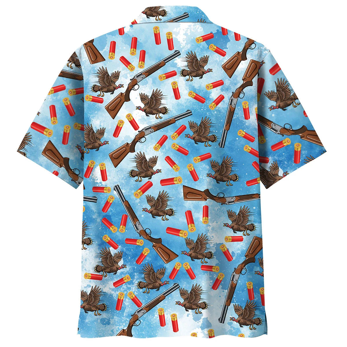 Wild Turkeys Hunting Blue Hawaiian Shirt, custom shirt gift for men (view 3)