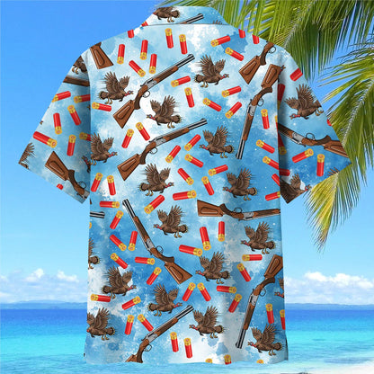 Wild Turkeys Hunting Blue Hawaiian Shirt, custom shirt gift for men (view 4)