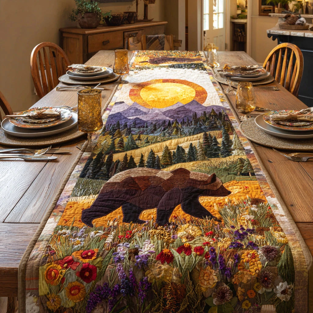 Wilderness Bear Trail Quilted Table Runner