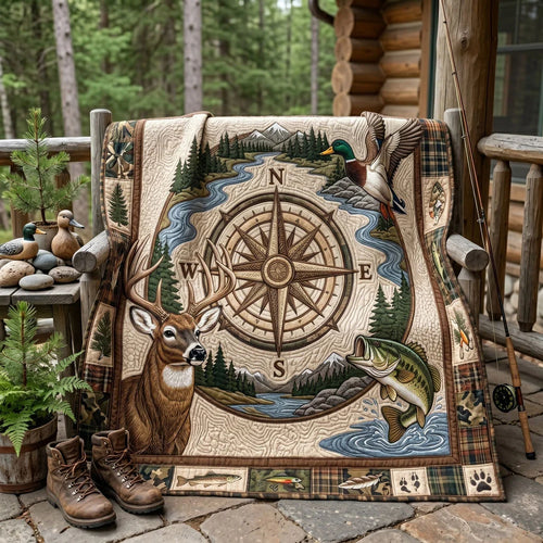 Wilderness Compass Quilt Blanket