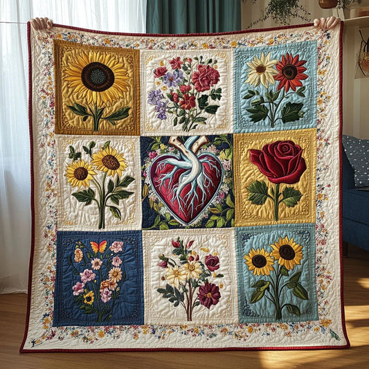 Wildflower Heart Quilt Blanket