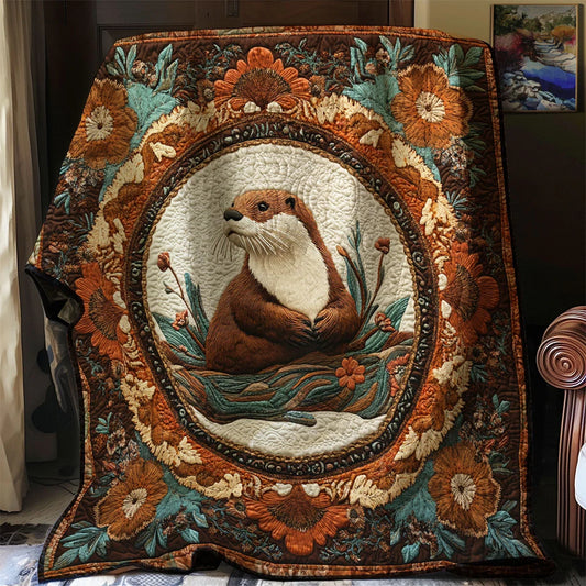 Wildflower Reverie Otter Quilt Blanket