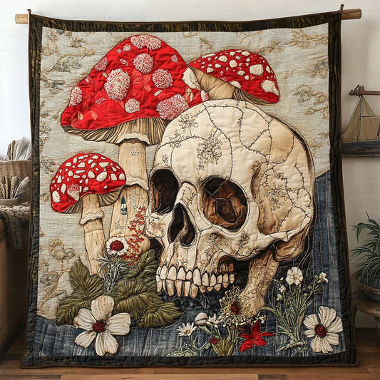 Wildflower Skull Quilt Blanket
