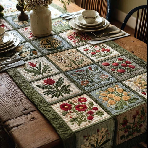 Wildflower Squares Quilted Table Runner