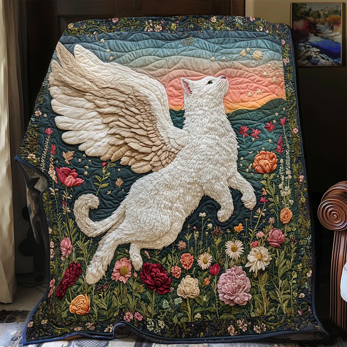 Wing Cat Quilt Blanket