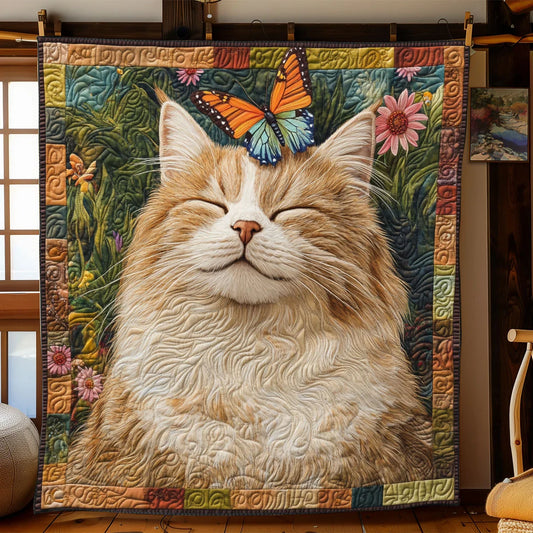 Wing Gazing Cat Quilt Blanket