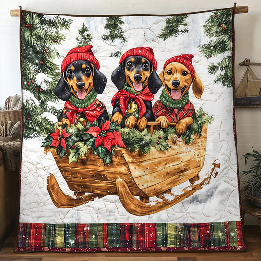 Winter Adventure Dachshund Quilt Blanket