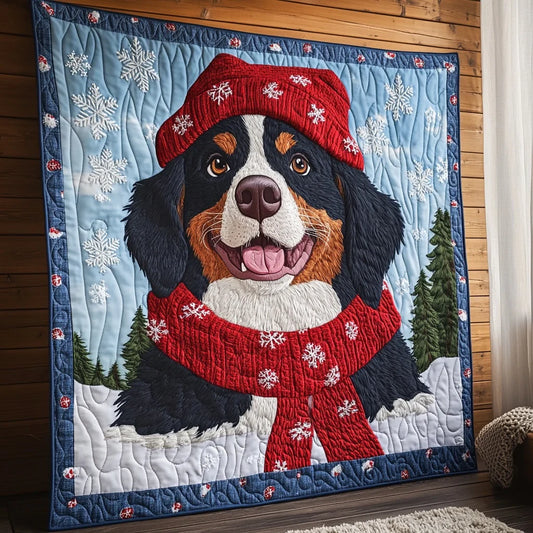 Winter Bernese Mountain Quilt Blanket