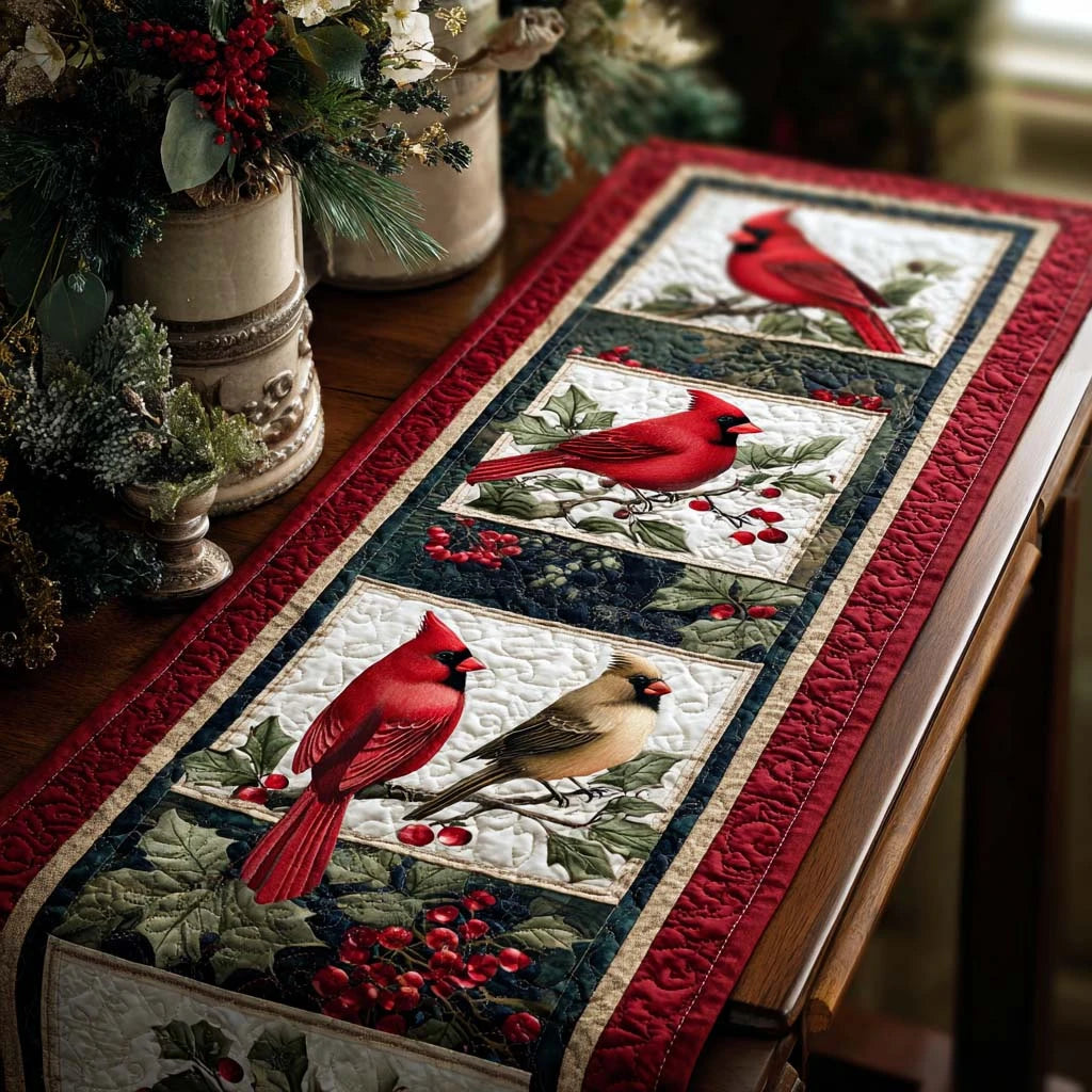 Winter Birds Quilted Table Runner