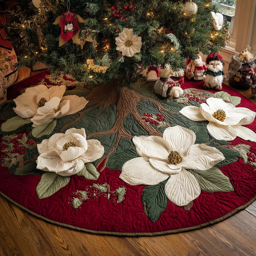 Winter Bloom Christmas Quilted Tree Skirt