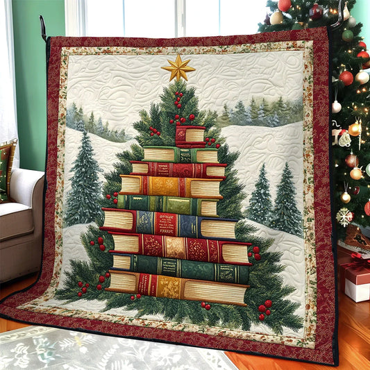 Winter Book Tree Quilt Blanket