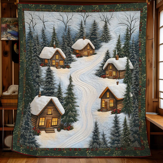 Winter Cabin Quilt Blanket