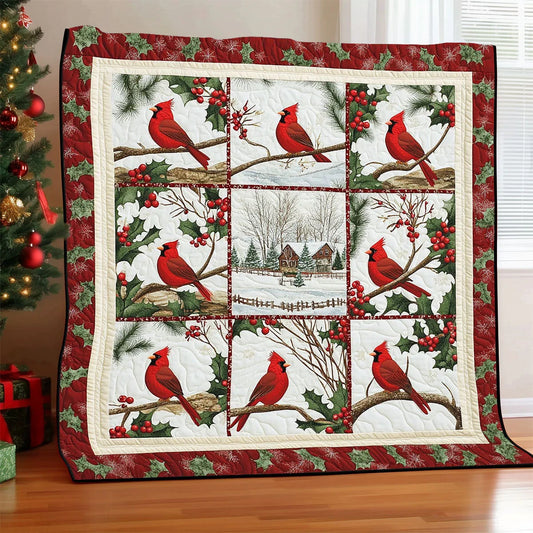 Winter Cardinal Quilt Blanket