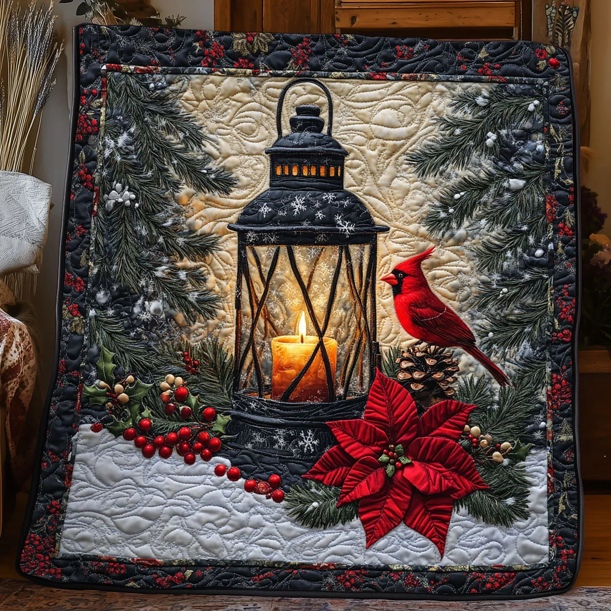 Winter Cardinal Quilt Blanket