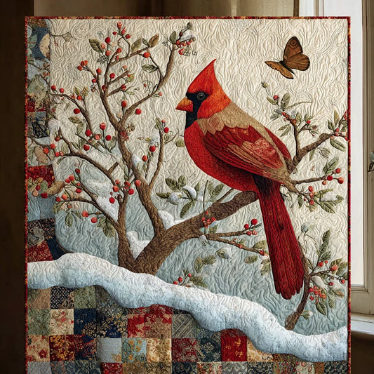 Winter Cardinal Quilt Blanket