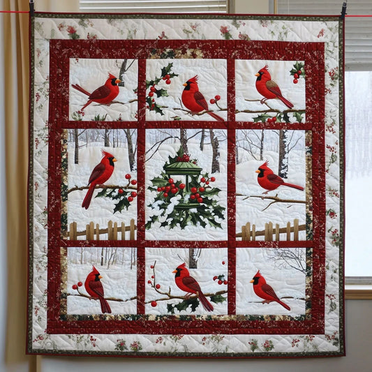 Winter Cardinals Quilt Blanket