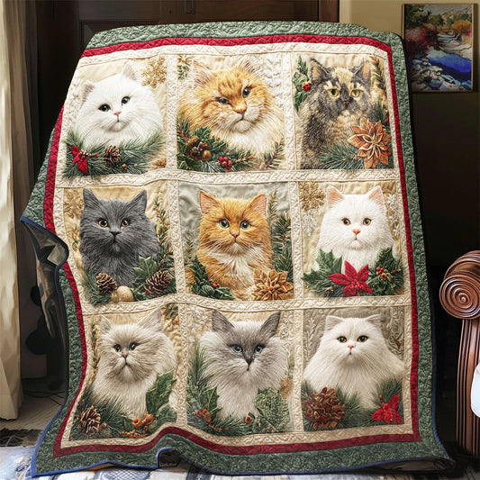 Winter Cats Together Quilt Blanket