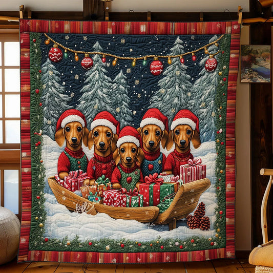 Winter Dachshund Quilt Blanket