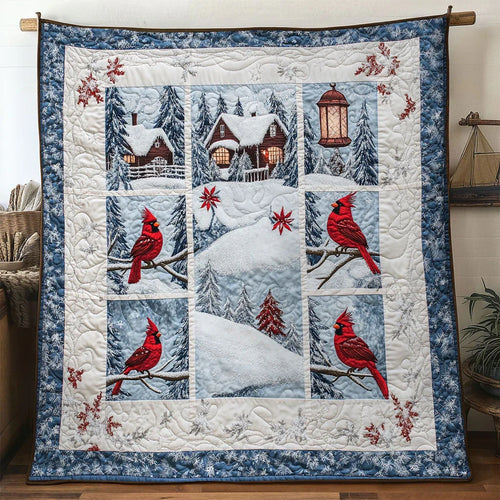 Winter Faith Cardinal Quilt Blanket