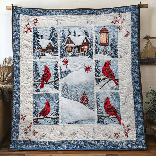 Winter Faith Cardinal Quilt Blanket