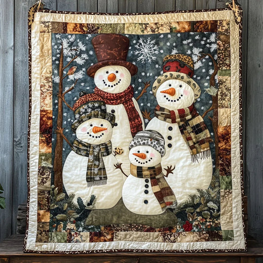 Winter Family Snowman Quilt Blanket