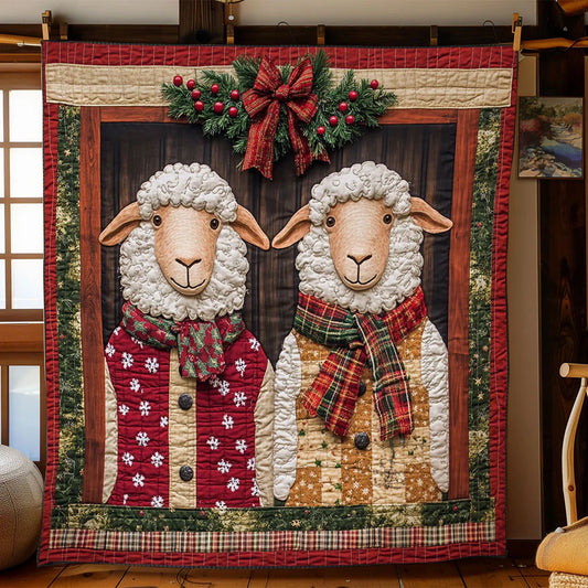 Winter Farm Sheep Quilt Blanket