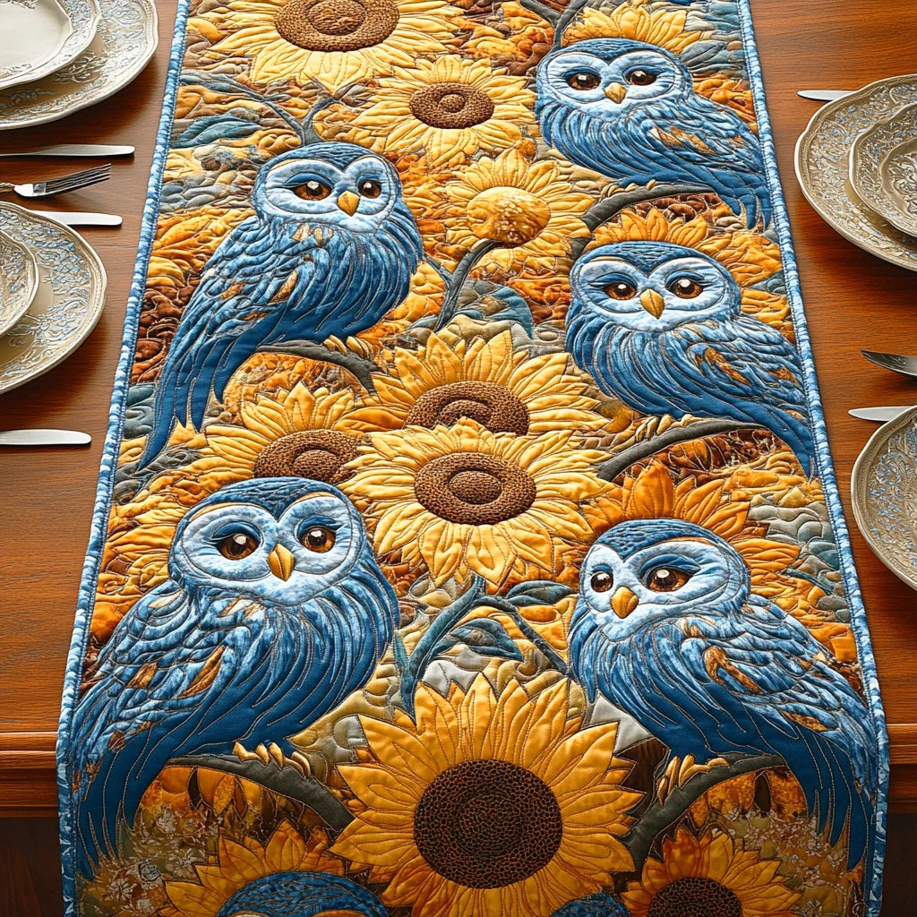 Winter Feathers Quilted Table Runner