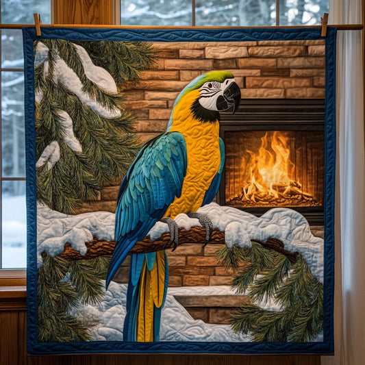 Winter Fire Macaw Quilt Blanket