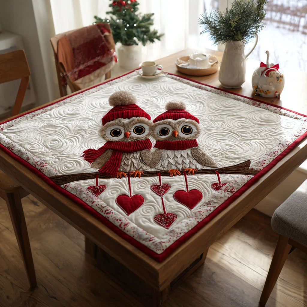 Winter Hug Owls Table Topper