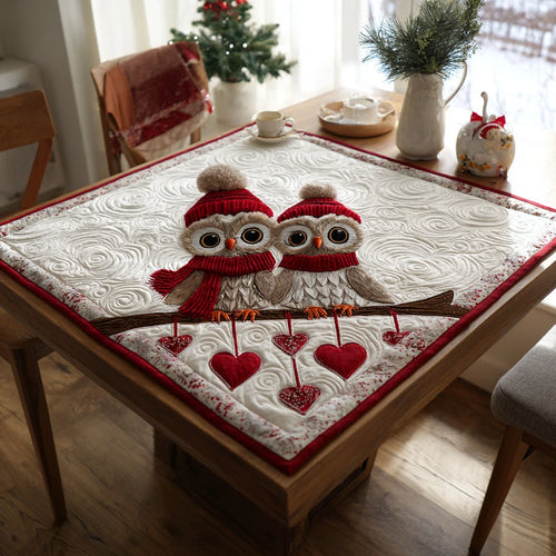 Winter Hug Owls Table Topper