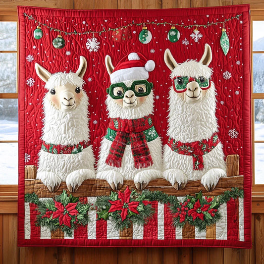Winter Llama Friend Quilt Blanket