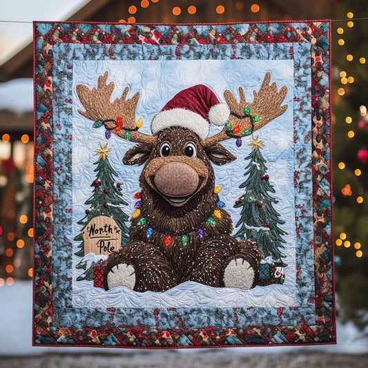 Winter Moose Glow Quilt Blanket