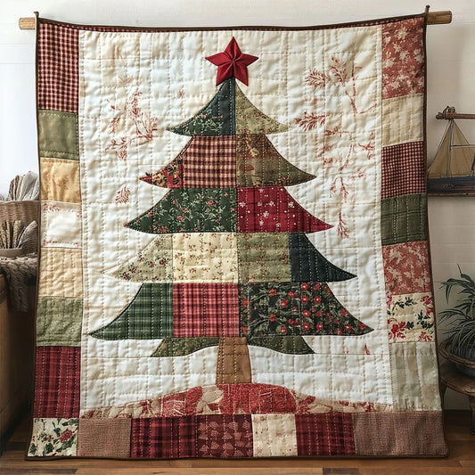 Winter Patchwork Christmas Tree Quilt Blanket