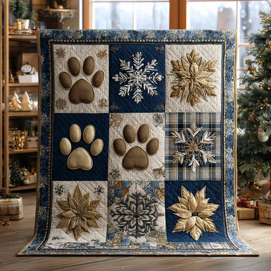 Winter Pawprints Quilt Blanket