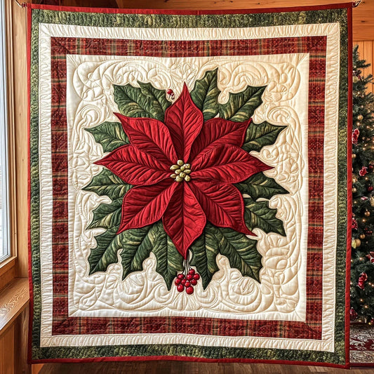 Winter Poinsettia Quilt Blanket