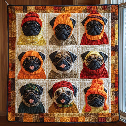 Winter Pug Quilt Blanket