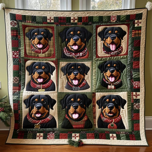 Winter Rottweiler Quilt Blanket