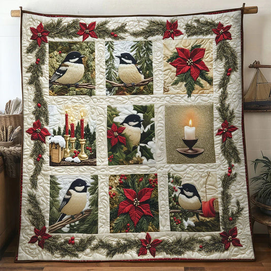 Winter Song Chickadee Quilt Blanket