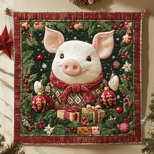 Winter Spirit Pig Quilt Blanket