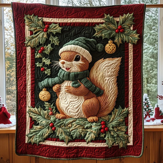 Winter Squirrel Quilt Blanket
