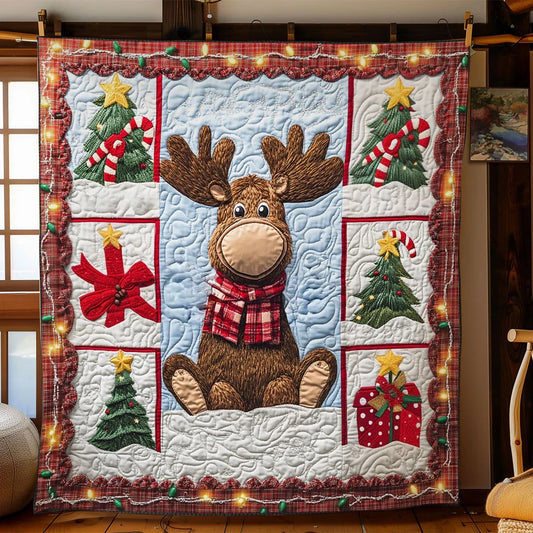 Winter Star Moose Quilt Blanket