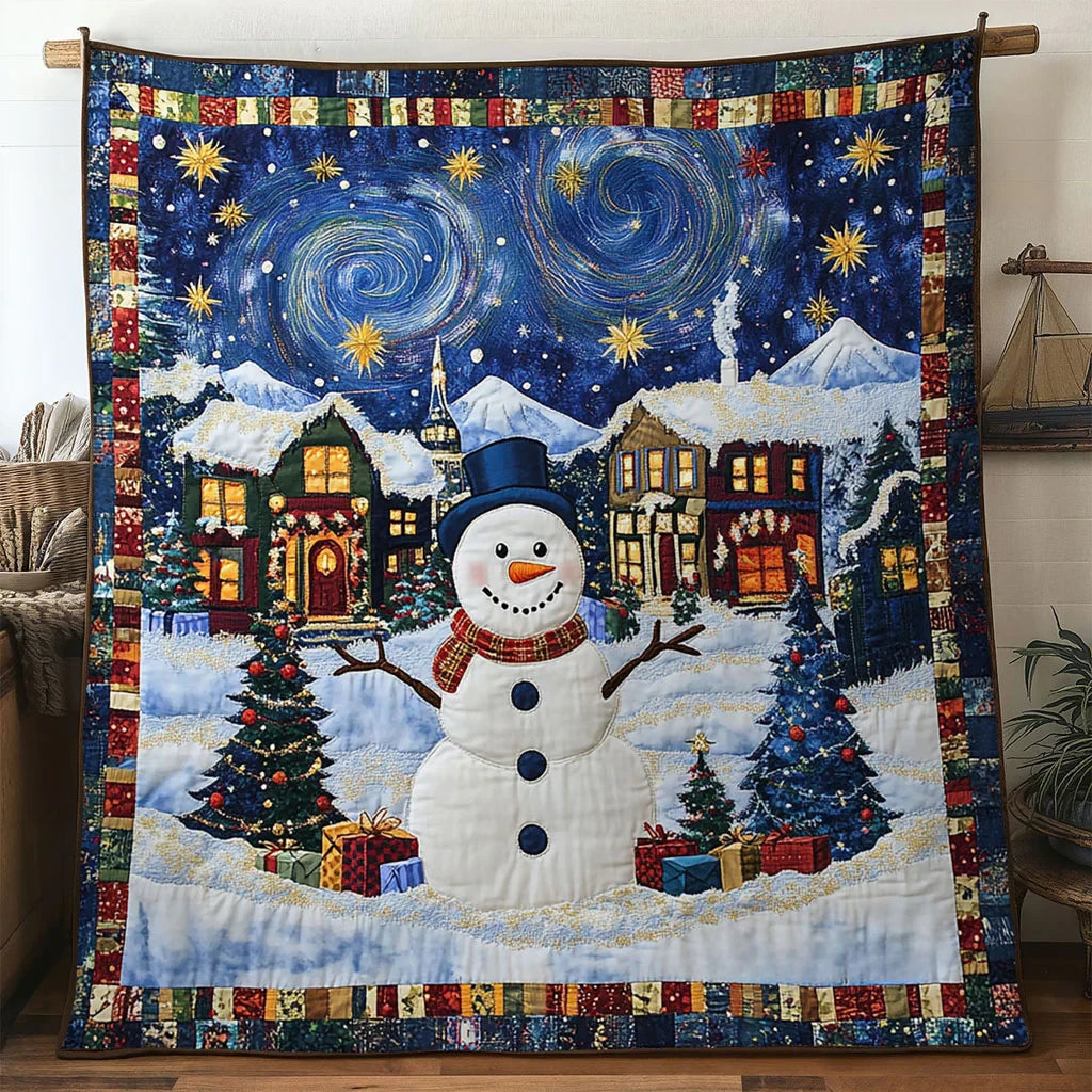 Winter Starry Snowman Quilt Blanket