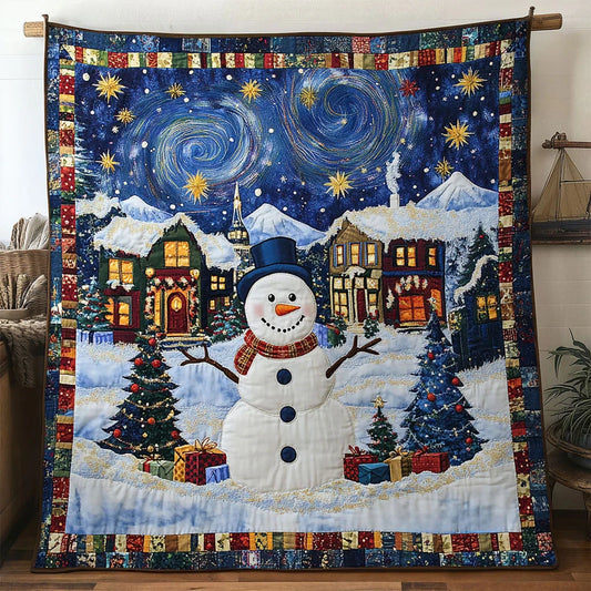 Winter Starry Snowman Quilt Blanket
