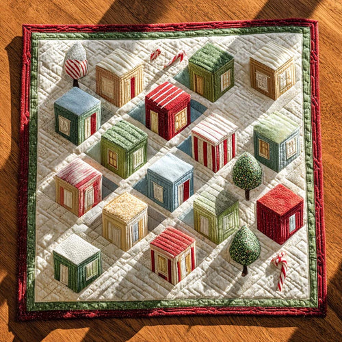 Winter Village Quilted Table Topper