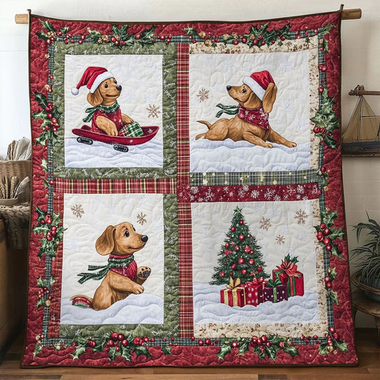Winter Wonder Dachshund Quilt Blanket