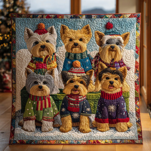 Winter Yorkie Quilt Blanket