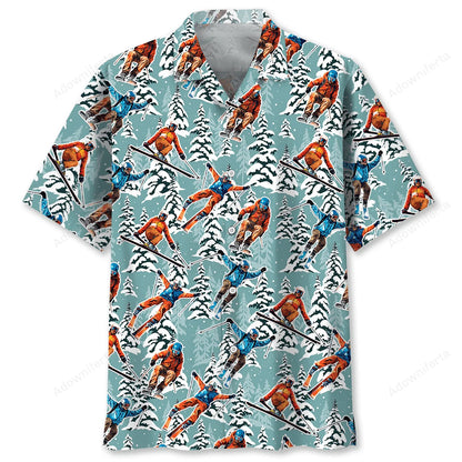 Winter Skiing Hawaiian Shirt Men, custom shirt gift for men (view 4)