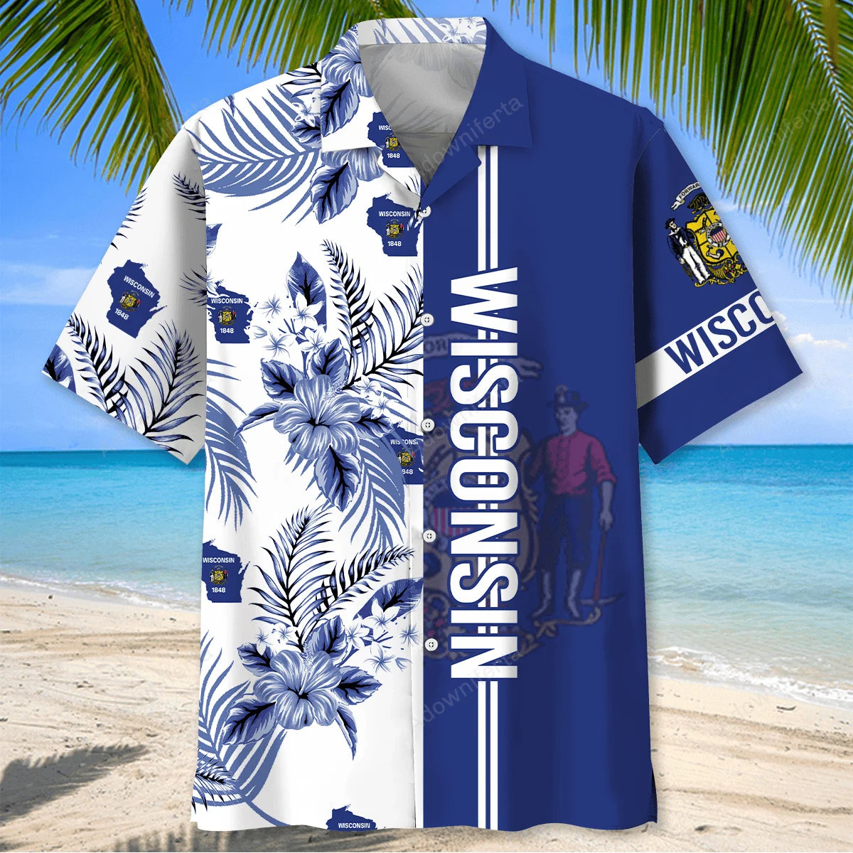 Wisconsin State Nature Hawaiian Shirt, custom shirt gift for men