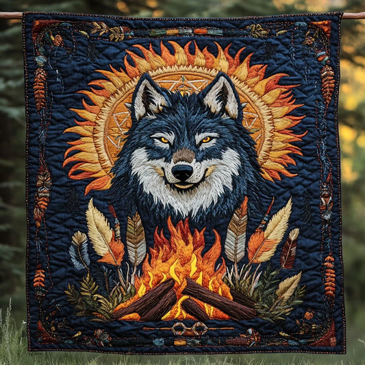 Wisdom Wolf Quilt Blanket